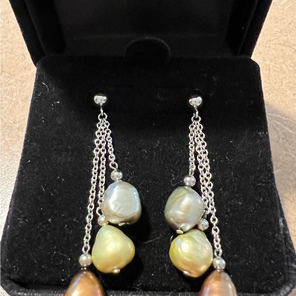 Cultured Pear Earrings. From Macys. Original Sale Price $120.00 Brand New.